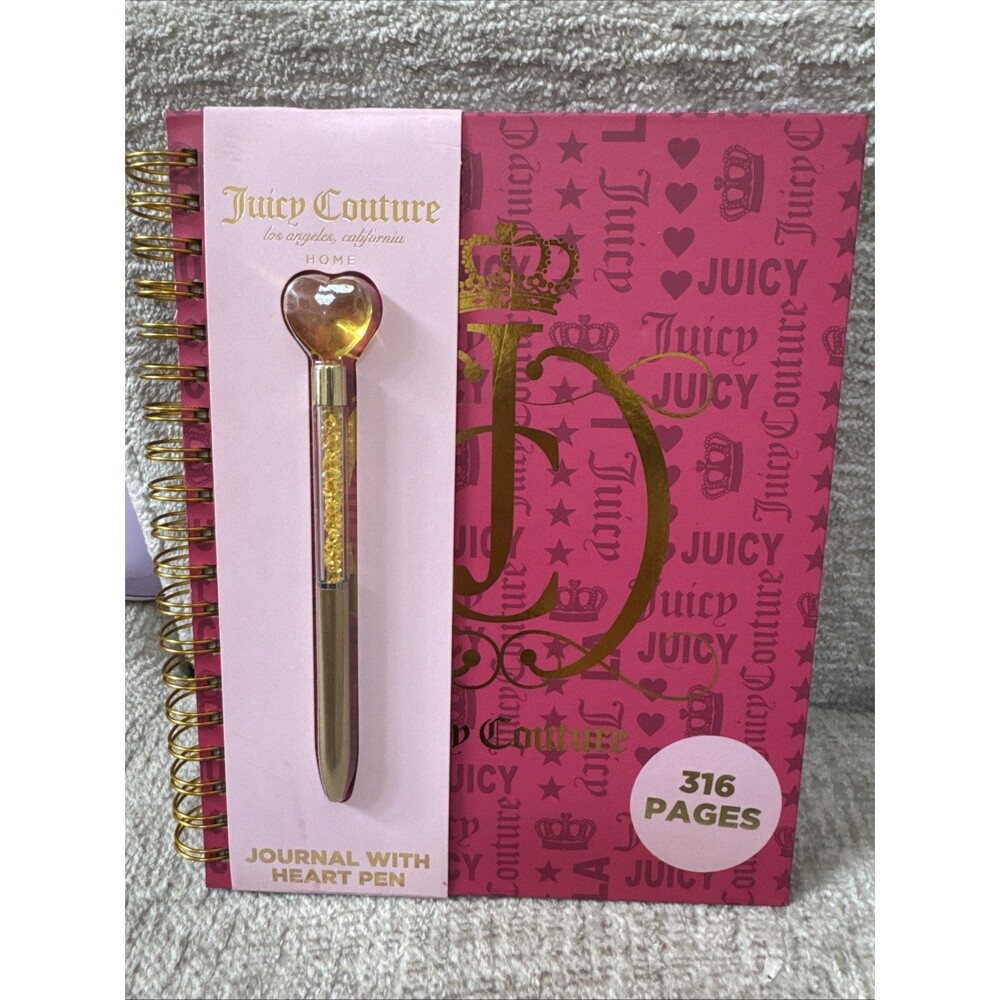 Juicy Couture Large 316 Page Journal Heart Pen Pink Gold Notebook NWT